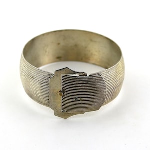 Vintage Schlichte Gürtelschnalle Design Armreif Armband 925 Sterling Silber BR 267