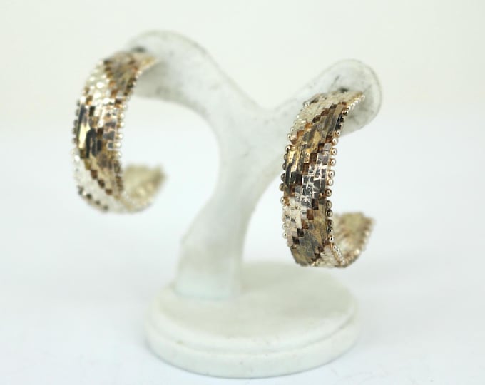 Vintage Italy Milor Shiny Light  Textured Round Circle Design Stud  Earrings Sterling 925 ER 1113