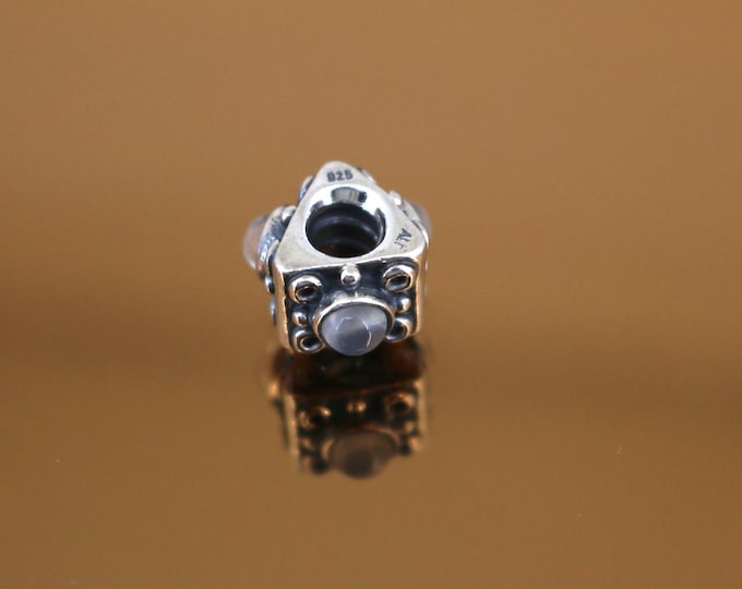 Vintage Pandora Triangle Charm Block Bead For European Bracelet Sterling Silver CH 5A
