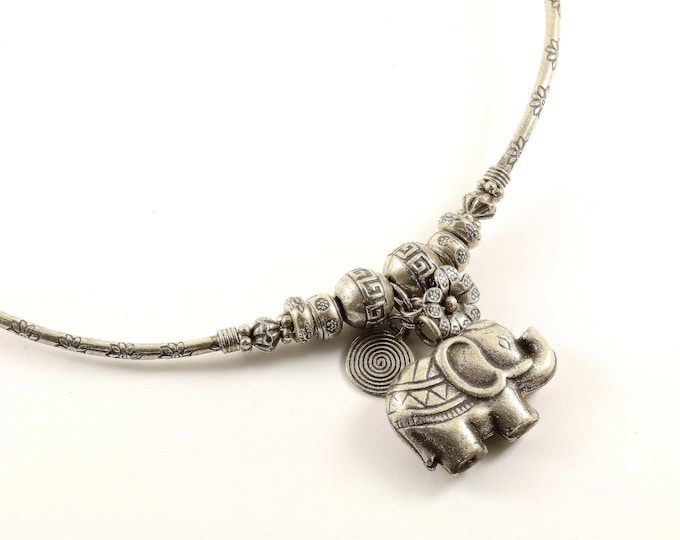 Vintage Beautiful Bali Elephant Luck Beads Beaded Design Necklace 925 Sterling Nc 1069