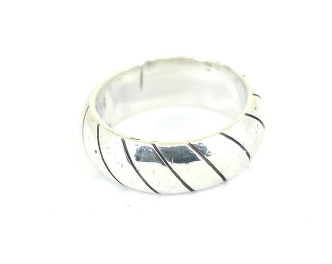 Vintage Mexico Antique Gothic Band Design Ring 925 Sterling RG 4609
