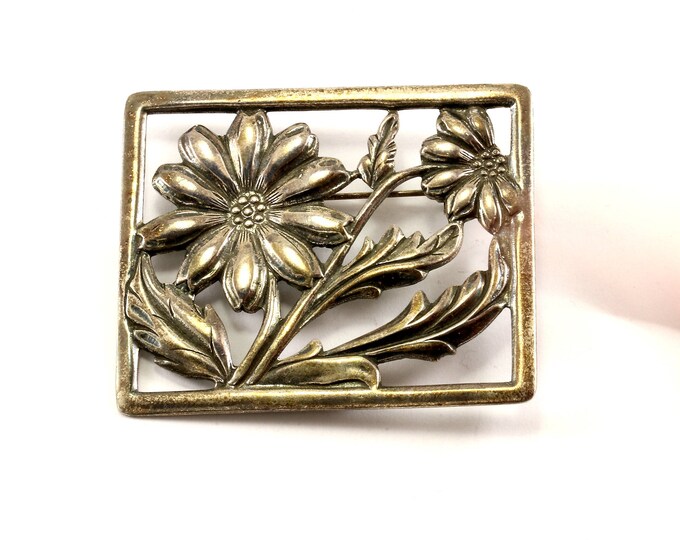 Vintage Flowers Floral Design  Pin/Brooch 925 Sterling BB 793-E