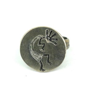 Vintage Size 8 Kokopelli Southwest Hopi Symbol Ring Sterling 925 Silver RG 4359