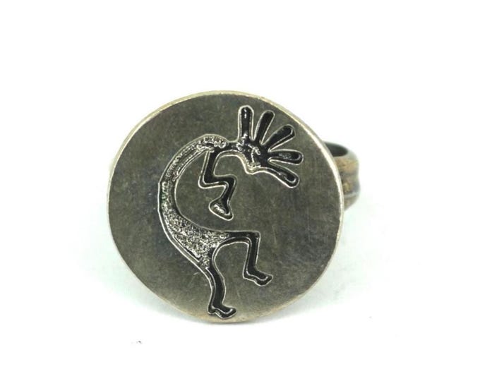 Vintage Size 8 Kokopelli Southwest Hopi Symbol Ring Sterling 925 Silver RG 4359