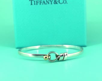 Authentic Tiffany & Co 18K Gold and Sterling Silver Love Knot Bangle Bracelet BR
