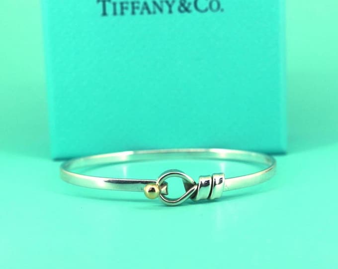 Authentic Tiffany & Co 18K Gold and Sterling Silver Love Knot Bangle Bracelet BR