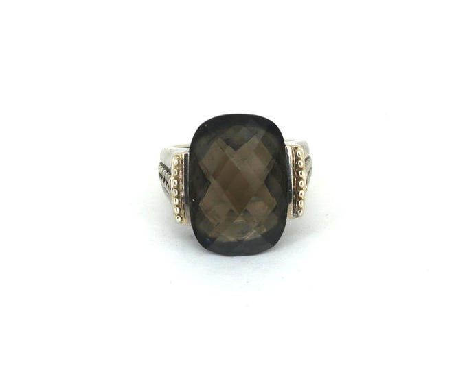 Vintage China Oval Smoky Brown Quartz Design Statement Ring 925 Sterling Silver Size 6 RG 4765