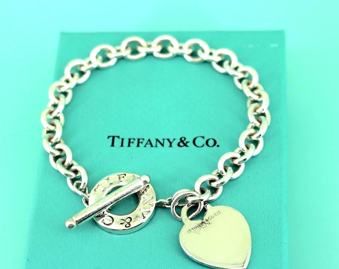 Authentic Tiffany & Co Heart  Tag Chain Bracelet 925 Sterling BR 3492