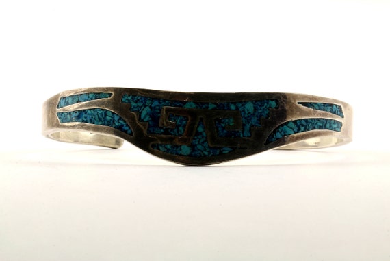 Vintage Taxco Maze Design Cuff Bracelet Sterling … - image 1