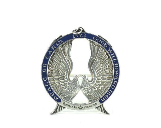 Vintage 1973 Wallage Sterling Peace On Earth Peace Doves Christmas Ornament 925 Sterling Silver PD 2344