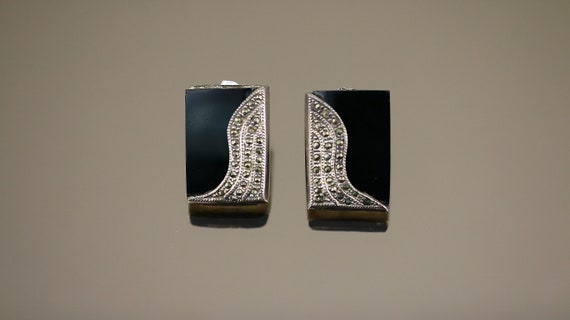 Vintage Square Rectangle Scroll Wave Marcasite St… - image 5