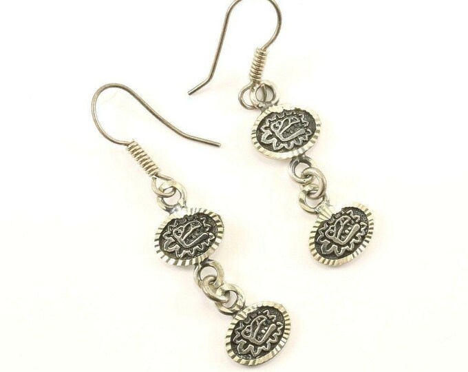Vintage Diamond Cut Design Dangle Earrings 925 Sterling Silver Er 625