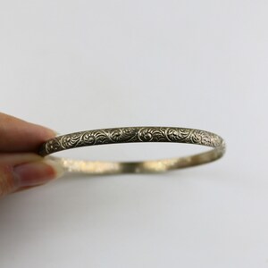 Vintage Beau Floral Scrolls Design Round Bangle Bracelet 925 Sterling BR 3910D