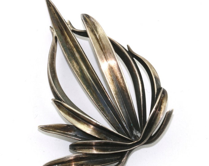 Vintage Plant Leaves Shape Pin/Brooch 925 Sterling BB 372