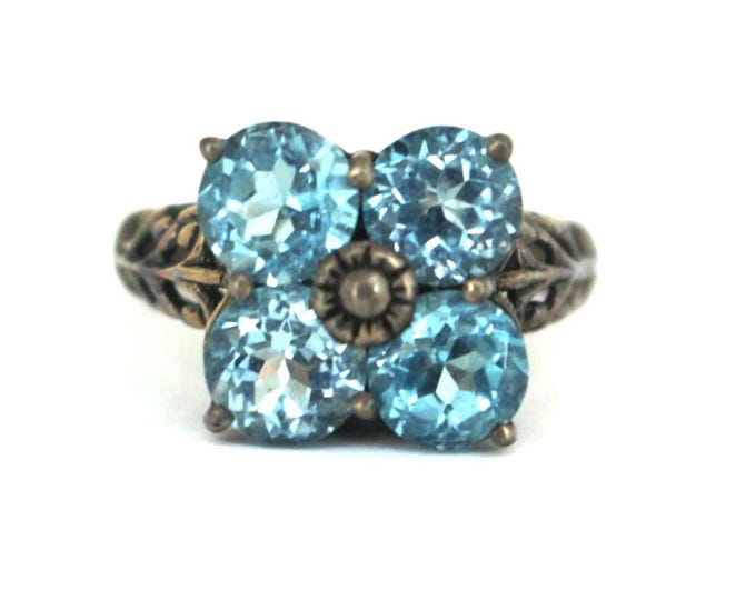 Vintage Designer CNA Blue Topaz Sterling Silver Ring Size 6 RG 495