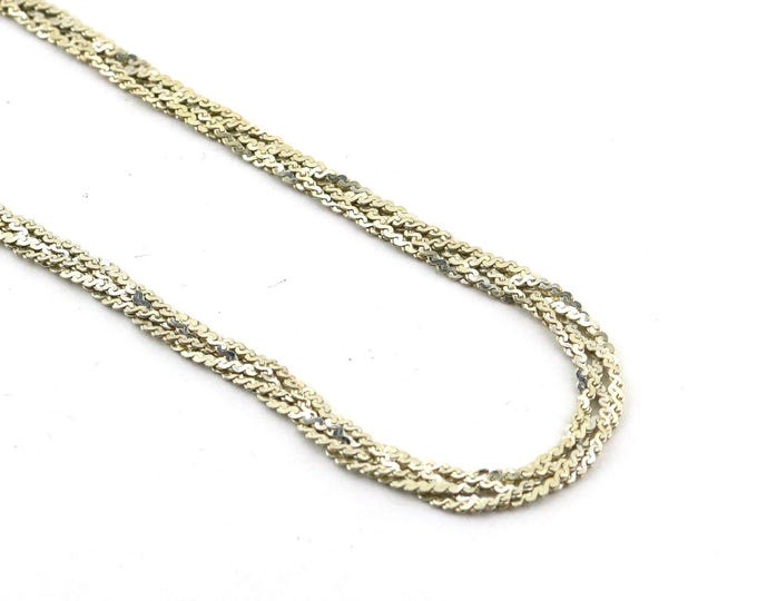 Vintage 24 Inch Flat Italy Shiny Braided Braid Flat Nugget Herringbone Chain Design Necklace 925 Sterling Silver NC 1276U