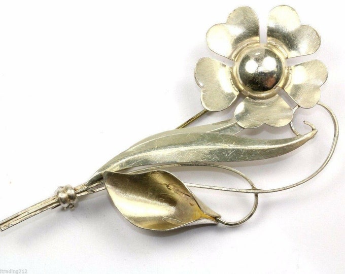 Vintage Truart Signed Flower  Floral Pin/brooch 925 Sterling Bb 446(273772193207)