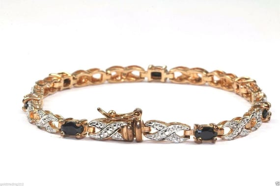 Vintage Black Crystals X O Style Gold Plated Tenn… - image 2