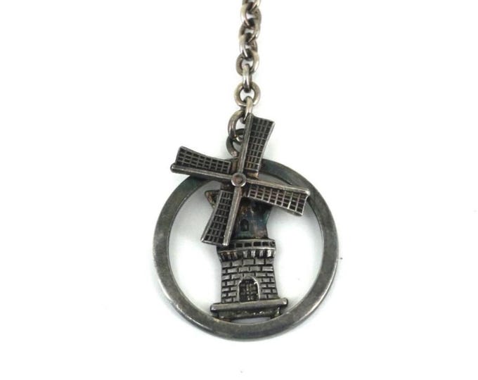 Vintage Sterling Silver Windmill  Keychain Key Ring OT 108