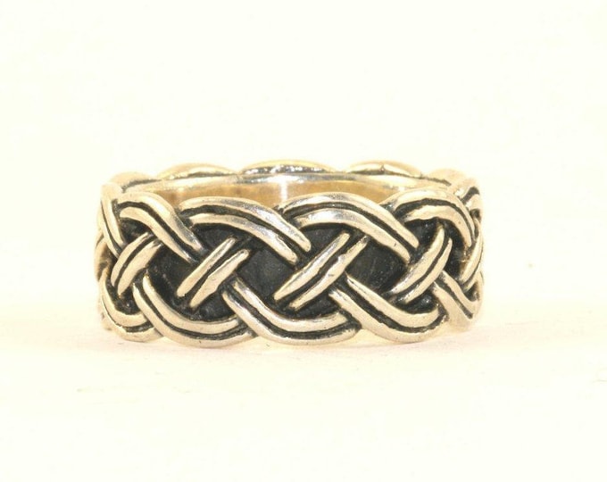 Vintage Size 11 Men's  Braided Band Ring 925 Sterling Silver Rg 1442