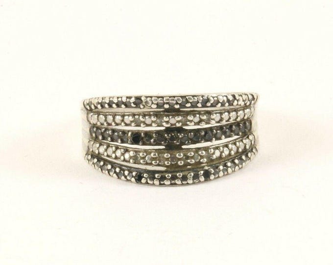 Vintage Silver Five Rows Crystals Design Ring 925 Sterling Silver RG 3818