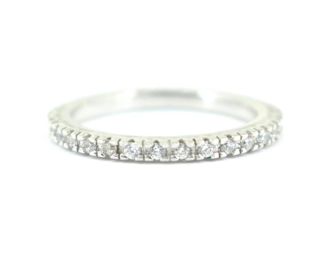 Vintage Thin Crystals Cz Eternity Design Band Ring 925 Sterling Silver Rg 4216