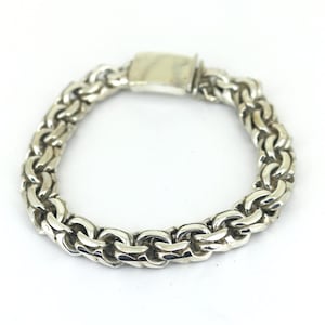 Vintage Double Cable  Heavy Chain Bracelet 925 Sterling Silver BR 3796