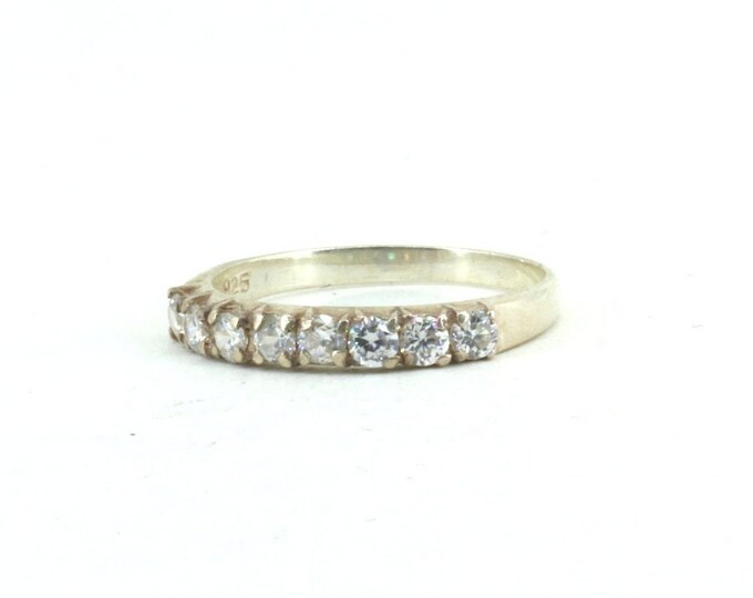 Elegant Size 7 3/4  White CZ  Vintage Engagement Ring  925 Sterling Silver RG 1694