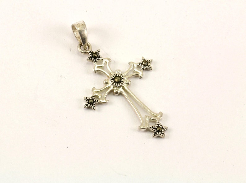Vintage Marcasite Cross Pendant 925 Sterling PD 406