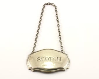 Vintage Ornate Scotch Liquor Lable Bottle Ticket Silver OT 124-E