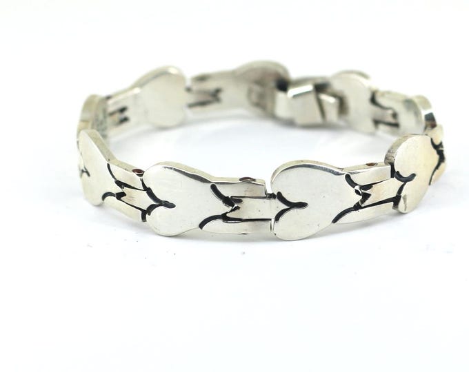 Vintage Link Bracelet | Heart Design Link Bracelet | Sterling 925 Silver Bracelet Br 612