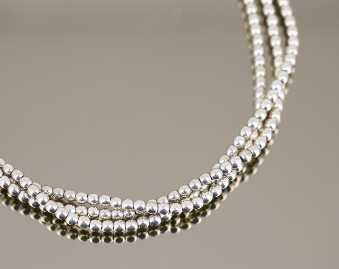 Vintage 17 Inch Small Beads Beaded Twisted Design Chain Necklace 925 Sterling NC 1791