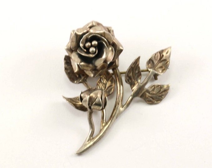 Vintage Rose Brooch 935 Sterling BB 744-E