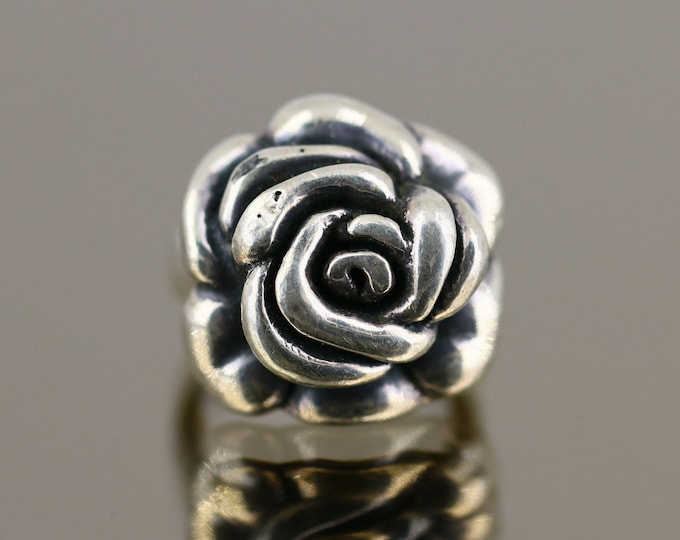 Vintage Size 6 Rose Flower 3D Design Ring  925 Sterling RG 3853