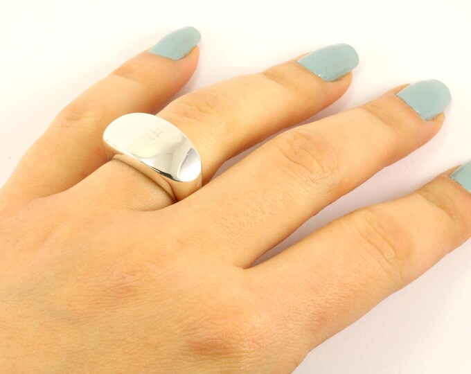 Vintage Size 6 Plain Mirror Finish Bar Ring 925 Sterling Silver  Rg 1305-e