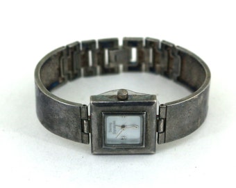 Vintage 6.5 In Square Shape Watch 925 Sterling Silver OT 414
