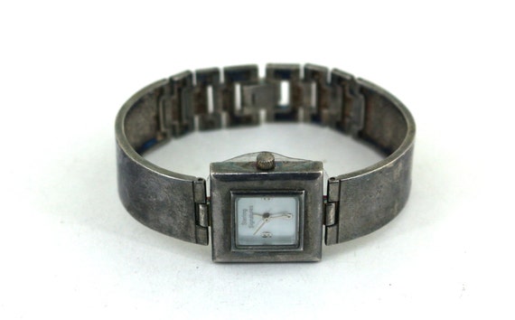 Vintage 6.5 In Square Shape Watch 925 Sterling Si… - image 1