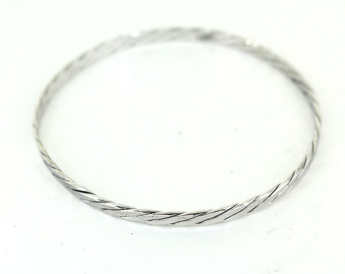 Vintage Twisted Cable Design Round Bangle Bracelet  925 Sterling Silver BR 016