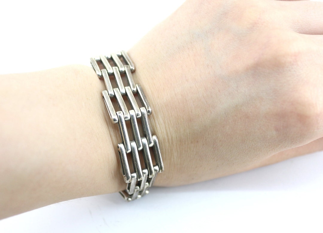 アクセサリー Vintage Mexican Silver Bracelet Taxco Hector Aguilar Aztec Panel Bracelet | Vintage Sterling