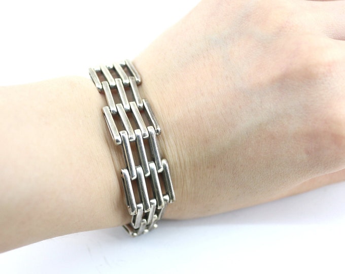 Vintage Mexico TL-51 Chain Design Bracelet 925 Sterling Silver BR 746