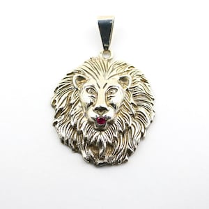 Vintage Lion Head Leo Zodiac Sign Astrology Large Heavy Pendant 925 Sterling Pd 2362U