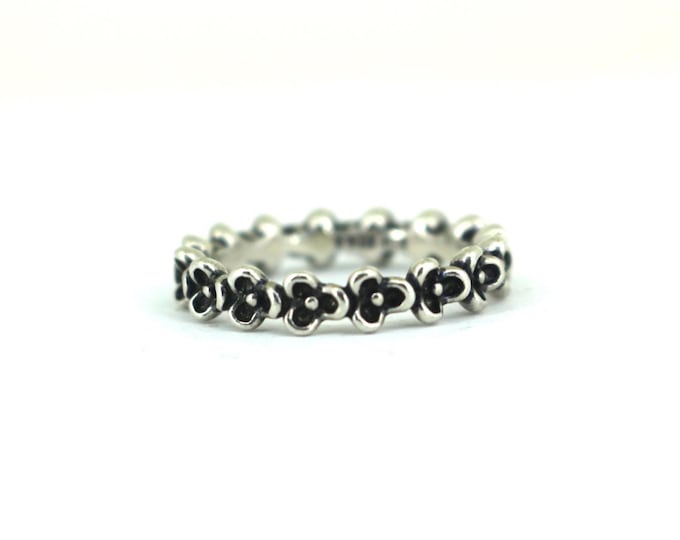 Vintage  ALE S925 Pandora Women's Flower Design Band Ring 925 Sterling Silver  RG 3722