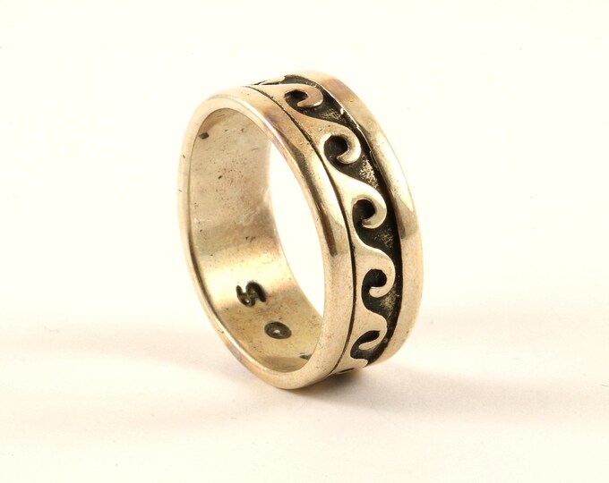 Vintage Size 8 Wave Scroll Band Design Ring 925 Sterling Silver Rg 430
