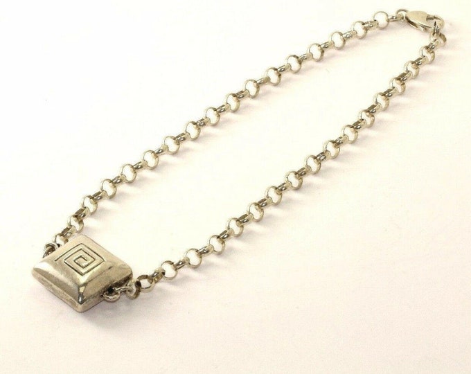 Vintage Square Maze Pendant Rolo Style Necklace 925 Sterling Nc 483(401744748266)