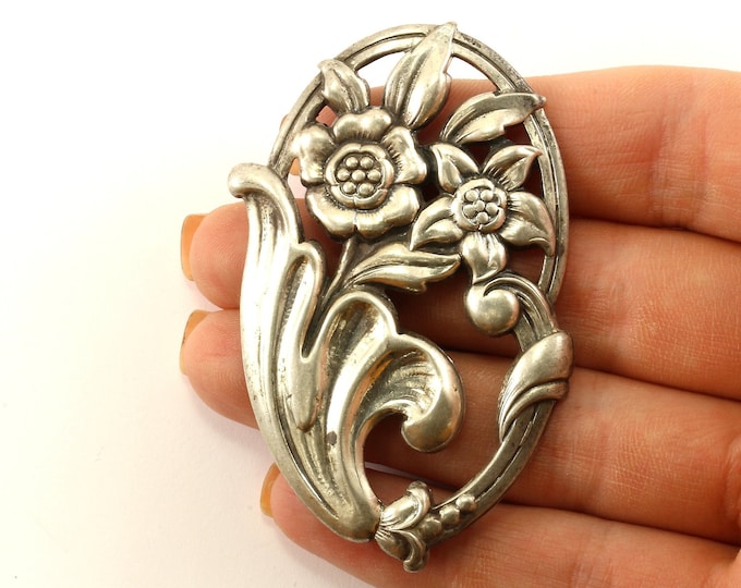 Vintage Norseland Flower Floral Design Pin/Brooch 925 Sterling BB 1658