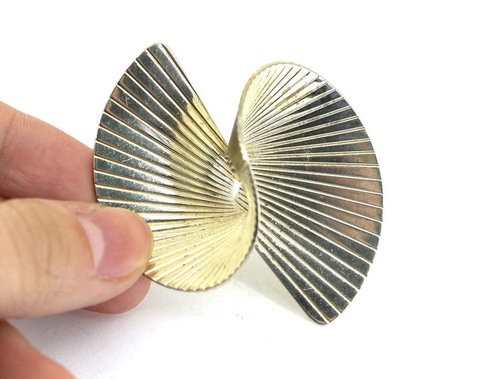 Vintage  Napier Twisted Fan Design Gold Tone Pin/Brooch 925 Sterling BB 2265