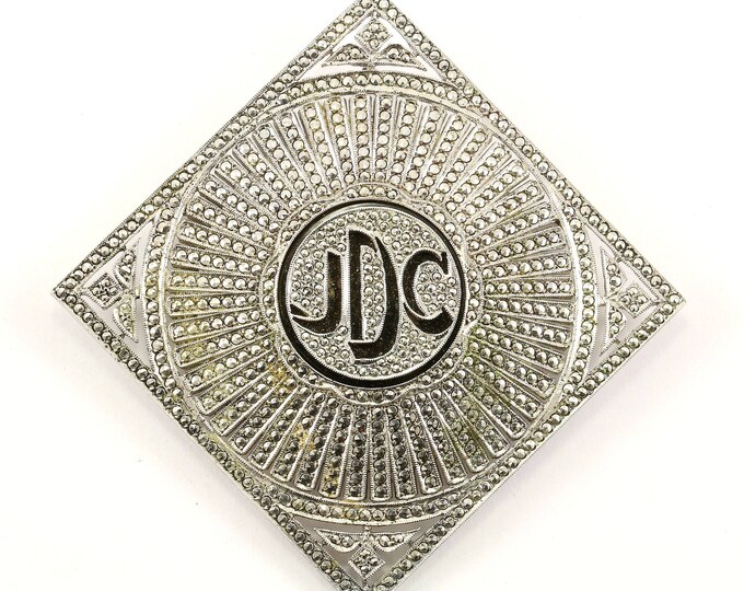 Vintage KD Kimler Daniel Signet Rhombus Design Crystal Inlay Pin/Brooch 925 Sterling Silver BB 719-E
