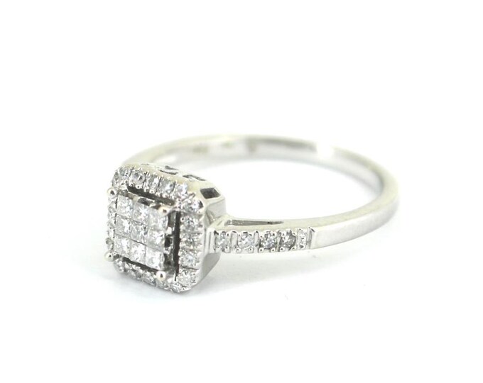 Size 7 14k Gold Princess Cut Natural Diamond  Engagement Design Ring GRG 1B
