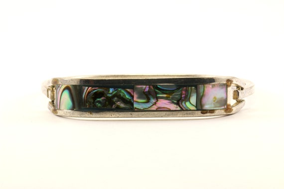 Vintage Abalone Front Design Bangle Bracelet 925 … - image 1