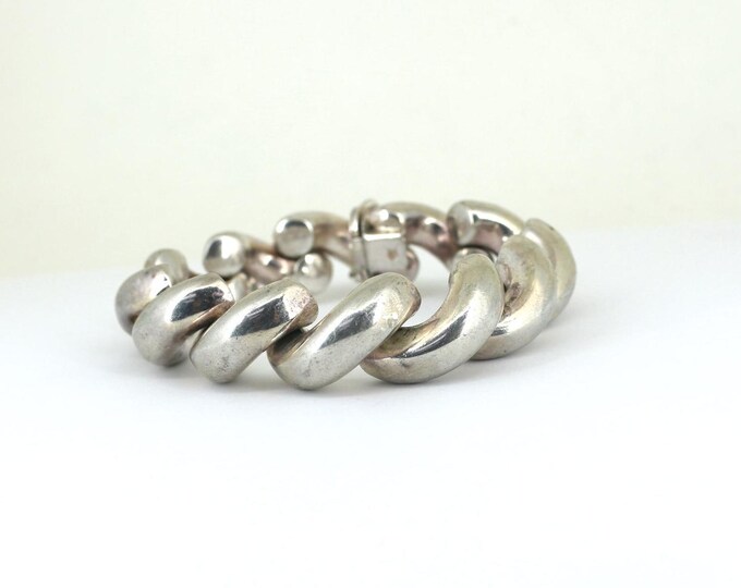 Vintage Italian San Marco Bracelet | Macaroni Design Bracelet | Sterling Silver 925 Bracelet | BR 3523